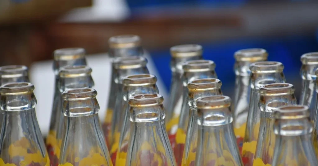 Kartonowe opakowania oczekujące na przenośniku przed strefą pakowania w zakładzie produkcyjnym