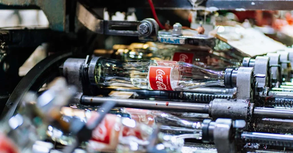Linia produkcyjna z czujnikami i szafami sterowniczymi podczas analizy procesu